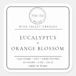 Modernes, minimalistisches Schwarz-weißes Logo-Ker Quadratischer Aufkleber