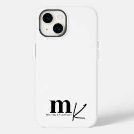 Modernes Minimalistisches Schwarz-weißes Monogramm Case-Mate iPhone 14 Hülle