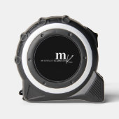 Modernes Minimalistisches Schwarz-weißes Monogramm Maßband (Vorderseite)