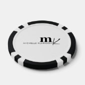 Modernes Minimalistisches Schwarz-weißes Monogramm Pokerchips (Einzeln)