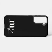 Modernes Minimalistisches Schwarz-weißes Monogramm Samsung Galaxy Hülle (Rückseite (Horizontal))