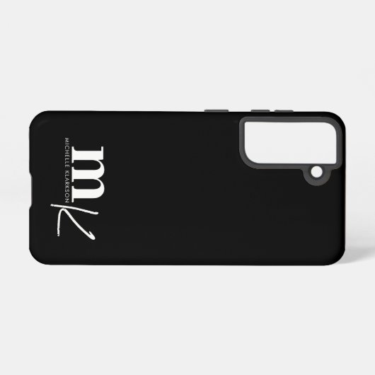 Modernes Minimalistisches Schwarz-weißes Monogramm Samsung Galaxy Hülle (Rückseite (Horizontal))