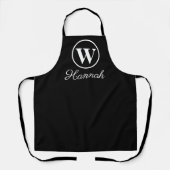 Modernes Minimalistisches Schwarz-weißes Monogramm Schürze (Vorderseite)