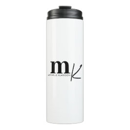 Modernes Minimalistisches Schwarz-weißes Monogramm Thermosbecher