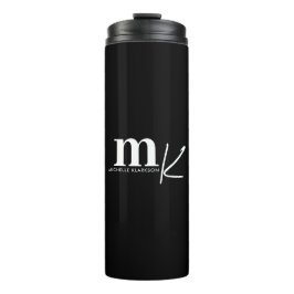 Modernes Minimalistisches Schwarz-weißes Monogramm Thermosbecher