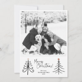 Modernes Minimalistisches Schwarz-weißes Weihnacht Feiertagskarte