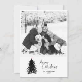 Modernes Minimalistisches Schwarz-weißes Weihnacht Feiertagskarte