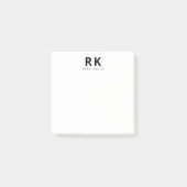 Modernes Minimalistisches Schwarz-Zwei-Monogramm Post-it Klebezettel (Vorderseite)