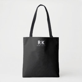 Modernes Minimalistisches Schwarz-Zwei-Monogramm Tasche