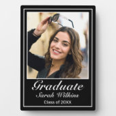 Modernes Minimalistisches Schwarzes Abschluss Foto Fotoplatte (Vorderseite)