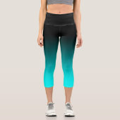 Modernes Minimalistisches Schwarzes Aqua Gradient Capri Leggings (Vorderseite)