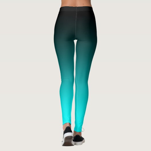 Modernes Minimalistisches Schwarzes Aqua Gradient Leggings (Rückseite)