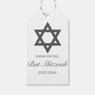 Modernes Minimalistisches Schwarzes Bar Bat Mitzva Geschenkanhänger