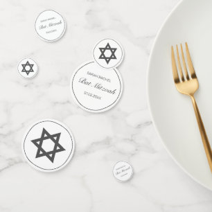Modernes Minimalistisches Schwarzes Bar Bat Mitzva Konfetti
