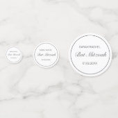 Modernes Minimalistisches Schwarzes Bar Bat Mitzva Konfetti (Vorderseiten)