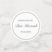 Modernes Minimalistisches Schwarzes Bar Bat Mitzva Konfetti (Klein Vorderseite)