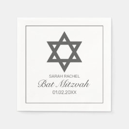 Modernes Minimalistisches Schwarzes Bar Bat Mitzva Serviette