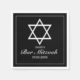 Modernes Minimalistisches Schwarzes Bar Bat Mitzva Serviette