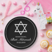 Modernes Minimalistisches Schwarzes Bat Mitzvah Pappteller (Party)