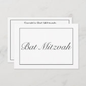 Modernes Minimalistisches Schwarzes Bat Mitzvah RSVP Karte (Vorne/Hinten)