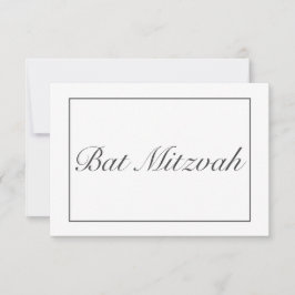 Modernes Minimalistisches Schwarzes Bat Mitzvah RSVP Karte