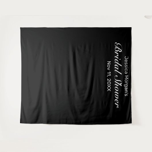 Modernes Minimalistisches Schwarzes Brautparty Fot Wandteppich (Vorderseite (Horizontal))