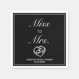 Modernes Minimalistisches Schwarzes Brautparty Serviette