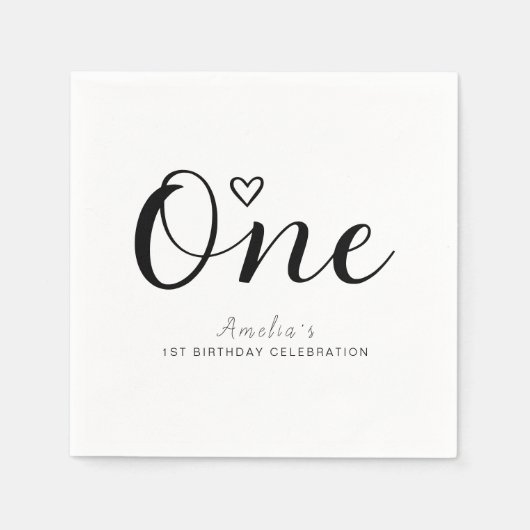 Modernes Minimalistisches Schwarzes Drehbuch 1. Ge Serviette (Vorderseite)