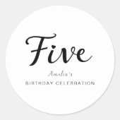 Modernes Minimalistisches Schwarzes Drehbuch 5. Ge Runder Aufkleber (Vorderseite)