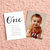 Modernes Minimalistisches Schwarzes Foto 1. Geburt Einladung