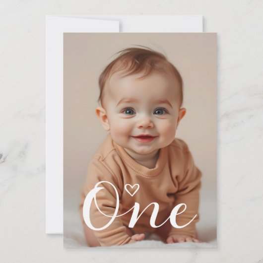 Modernes Minimalistisches Schwarzes Foto 1. Geburt Einladung (Rückseite)