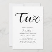 Modernes Minimalistisches Schwarzes Foto 2. Geburt Einladung (Vorderseite)