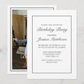 Modernes Minimalistisches Schwarzes Foto Geburtsta Einladung (Vorne/Hinten)