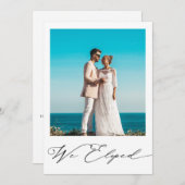 Modernes Minimalistisches Schwarzes Foto Hochzeits Ankündigung (Vorne/Hinten)