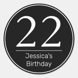 Modernes Minimalistisches Schwarzes Geburtstagsalt Runder Aufkleber