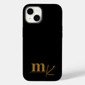 Modernes Minimalistisches Schwarzes Gold Monogramm Case-Mate iPhone Hülle (Rückseite)