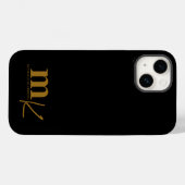 Modernes Minimalistisches Schwarzes Gold Monogramm Case-Mate iPhone Hülle (Rückseite (Horizontal))