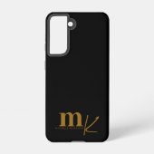 Modernes Minimalistisches Schwarzes Gold Monogramm Samsung Galaxy Hülle (Rückseite)