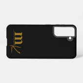 Modernes Minimalistisches Schwarzes Gold Monogramm Samsung Galaxy Hülle (Rückseite (Horizontal))