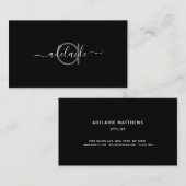 Modernes Minimalistisches Schwarzes Haar-Monogramm Visitenkarte (Vorne/Hinten)