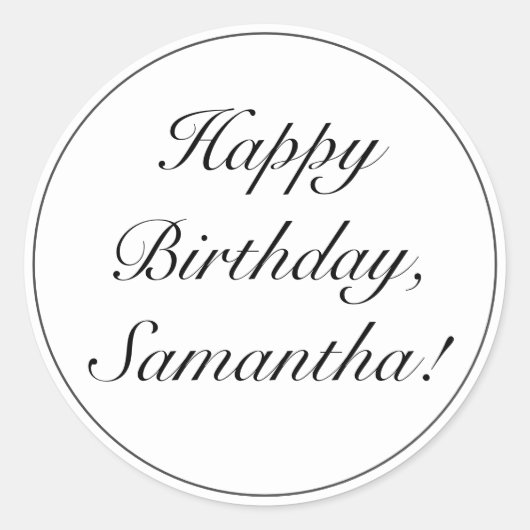 Modernes Minimalistisches Schwarzes Happy zum Gebu Runder Aufkleber (Vorderseite)