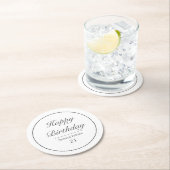 Modernes Minimalistisches Schwarzes Happy zum Gebu Runder Pappuntersetzer (Vor Ort)