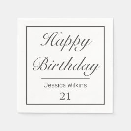 Modernes Minimalistisches Schwarzes Happy zum Gebu Serviette