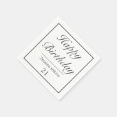 Modernes Minimalistisches Schwarzes Happy zum Gebu Serviette (Ecke)