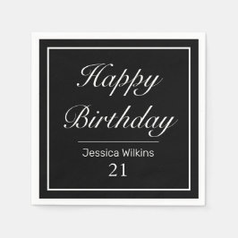 Modernes Minimalistisches Schwarzes Happy zum Gebu Serviette