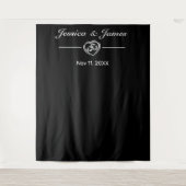 Modernes Minimalistisches Schwarzes Hochzeitsszena Wandteppich (Vorderseite)