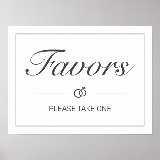 Modernes, Minimalistisches Schwarzes Hochzeitszeic Poster (Vorne)