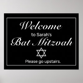 Modernes Minimalistisches Schwarzes Mitzvah Begrüß Poster