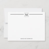 Modernes Minimalistisches Schwarzes Monogramm-Quad Mitteilungskarte (Vorderseite)
