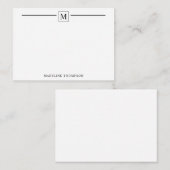 Modernes Minimalistisches Schwarzes Monogramm-Quad Mitteilungskarte (Vorne/Hinten)